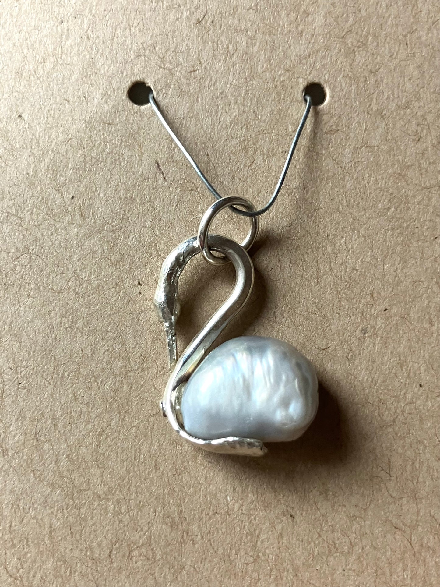 Silver & Pearl Swan Pendant