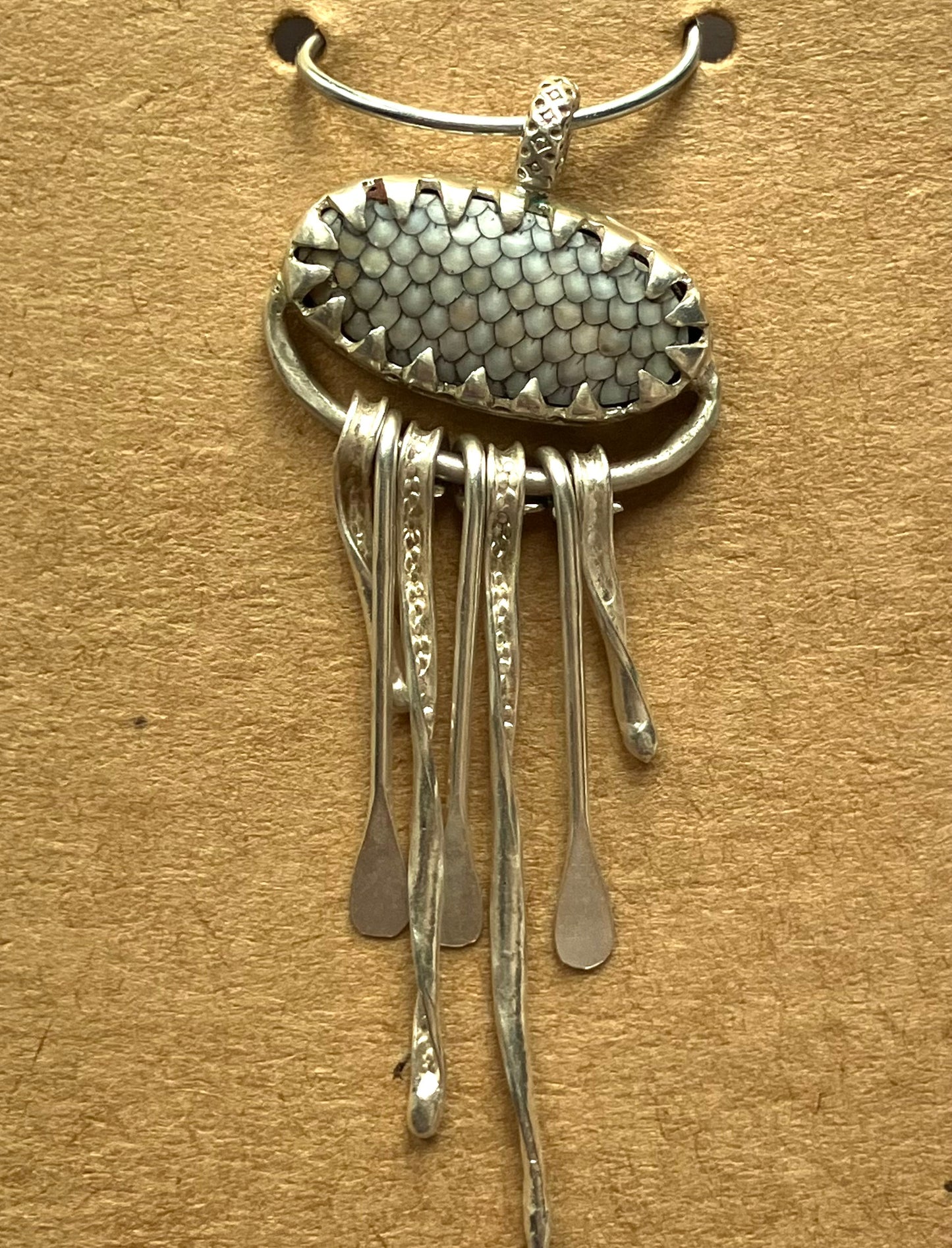 Large Snake Agate Jellyfish Pendant