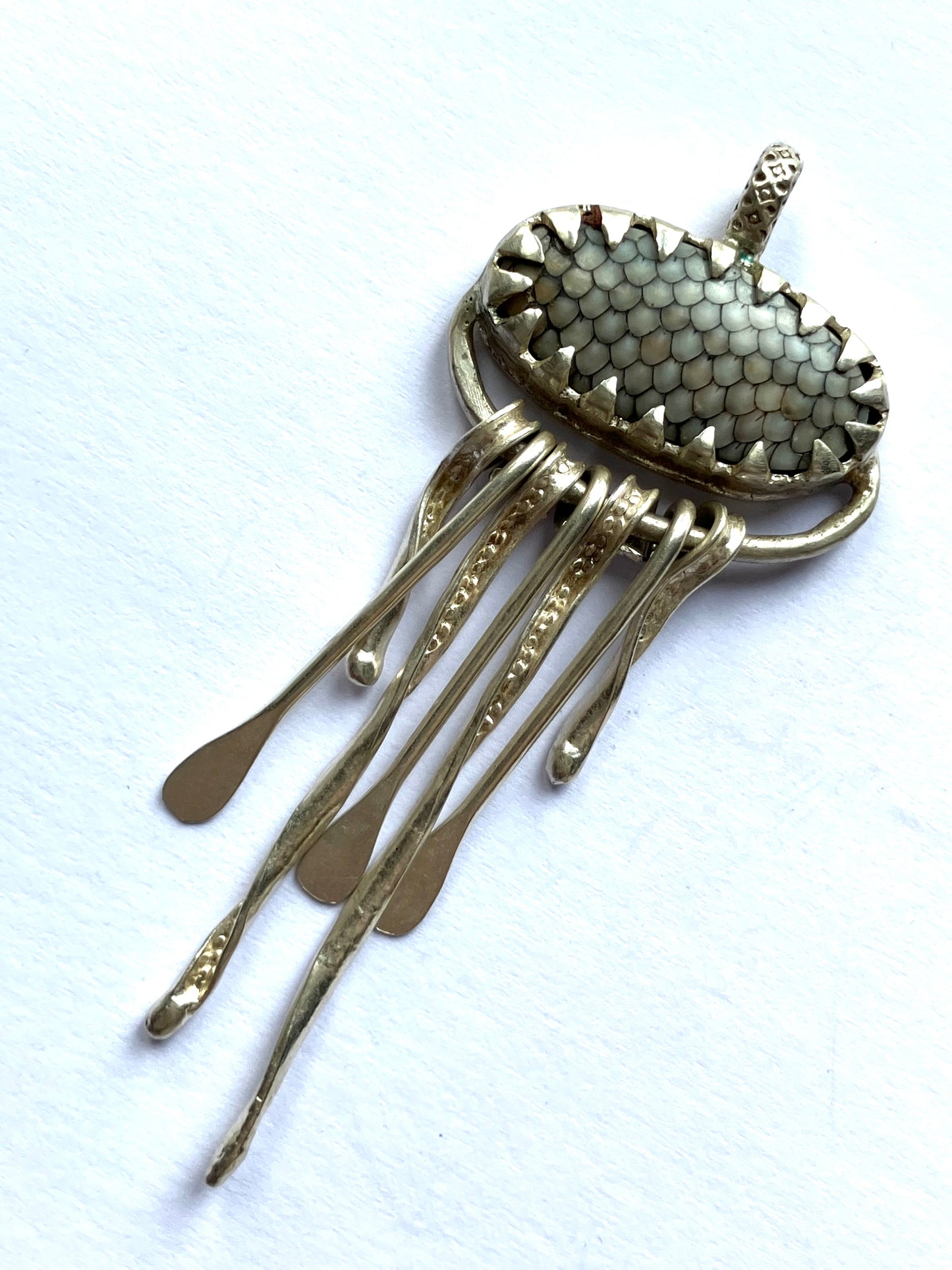 Large Snake Agate Jellyfish Pendant