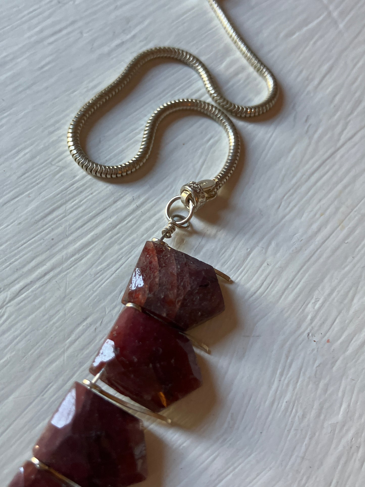 Ruby & Silver Necklace with magnetic clasp