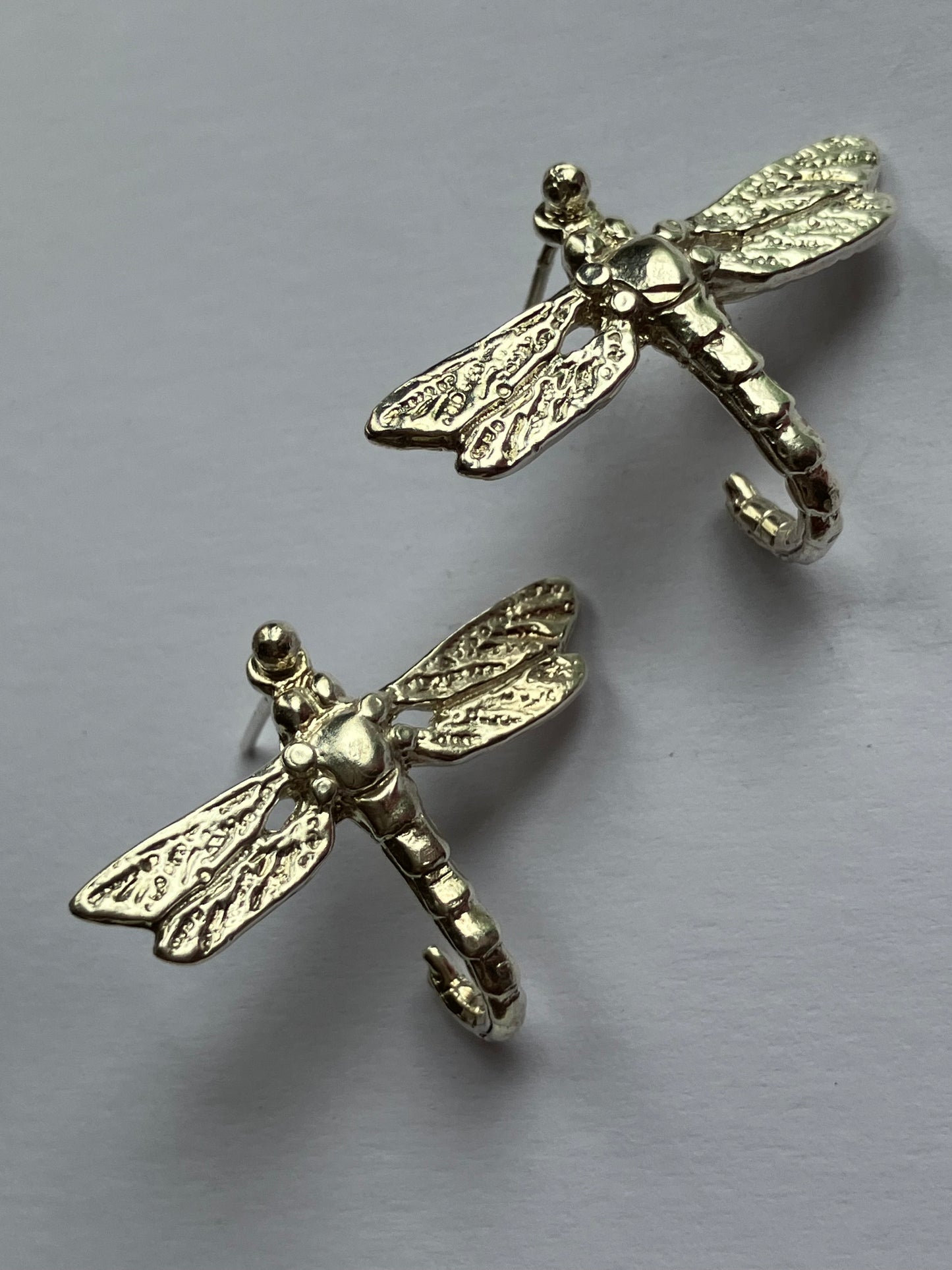 Large Silver Dragonfly Earrings