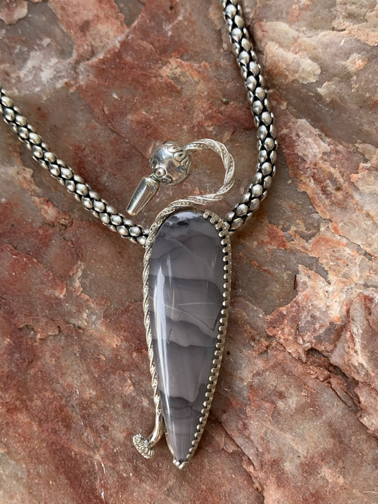 Grey Jasper Heron Pendant