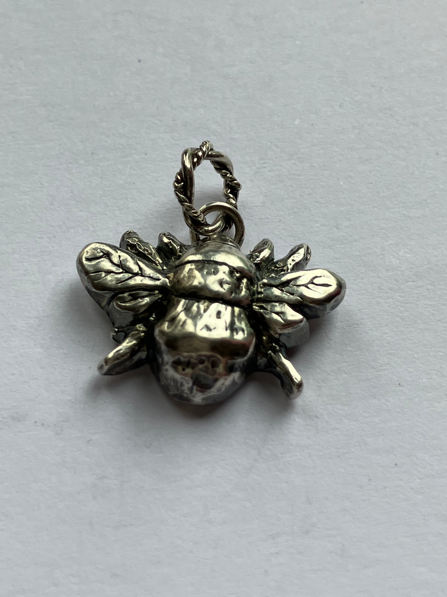Large Oxidised Silver Bee Charm