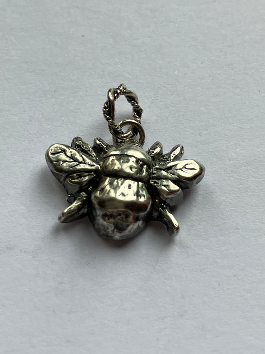 Large Oxidised Silver Bee Charm