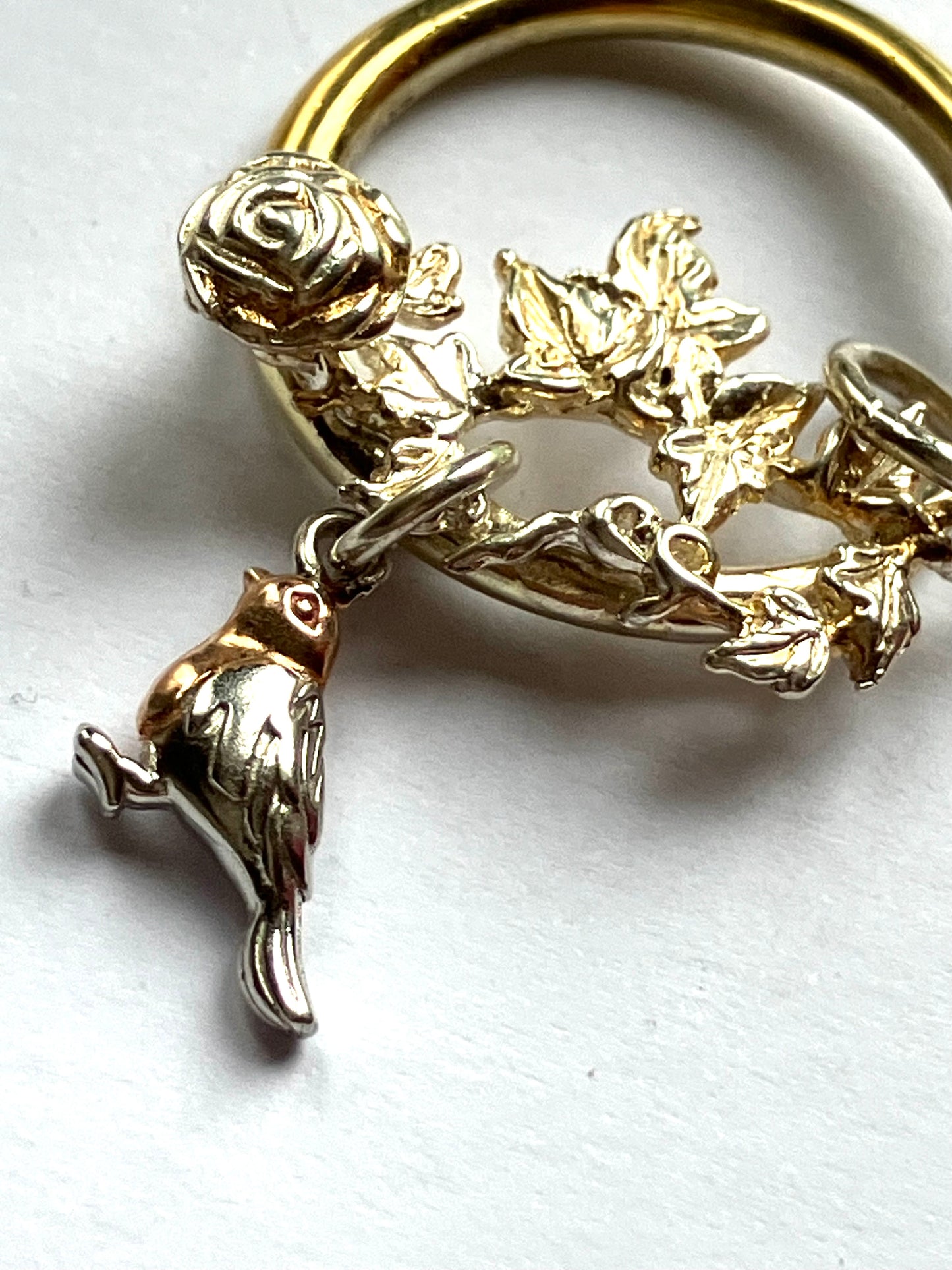 Flora & Forna Bird & Flowers Pendant in Silver and Gold