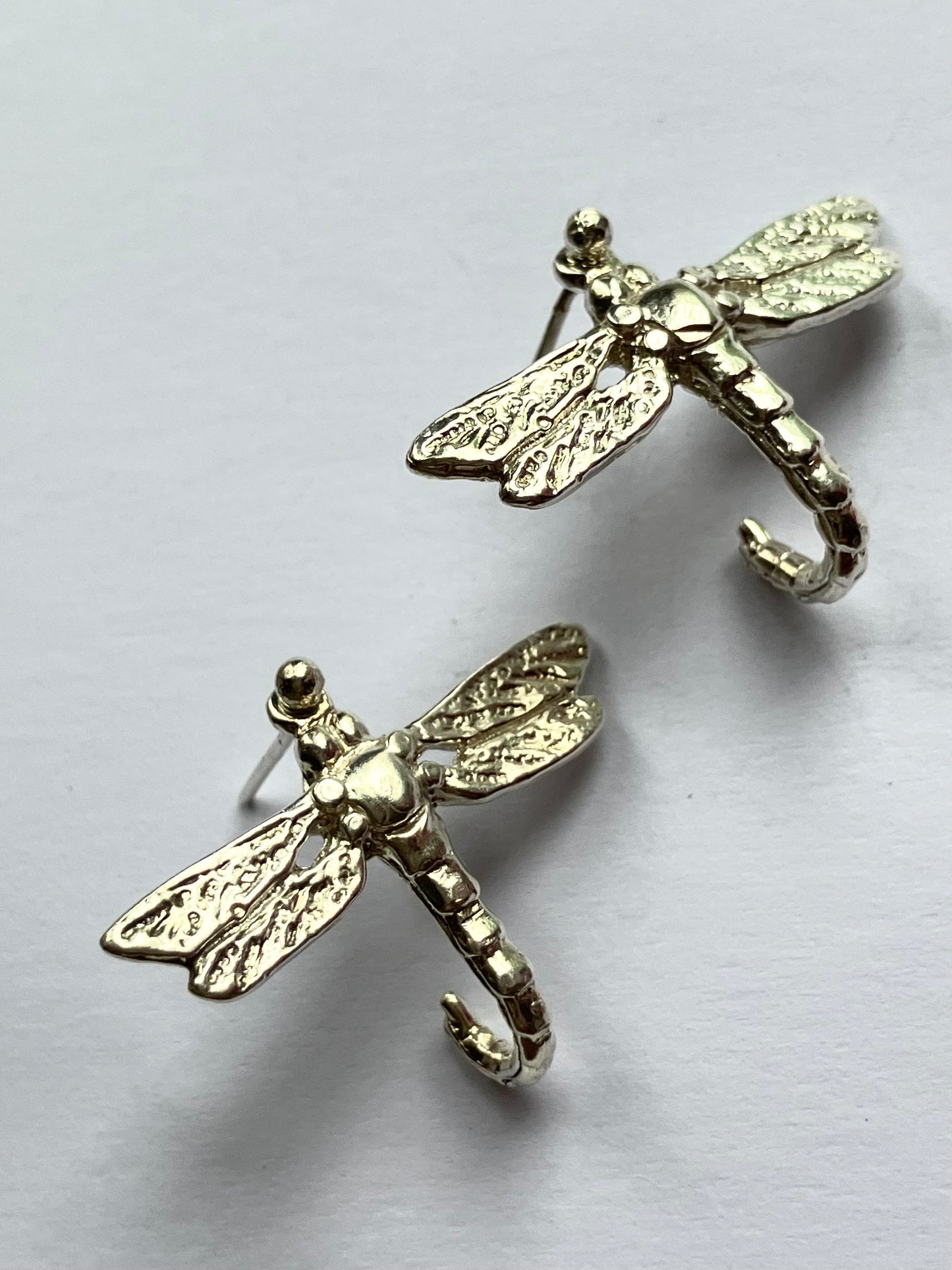 Large Silver Dragonfly Earrings