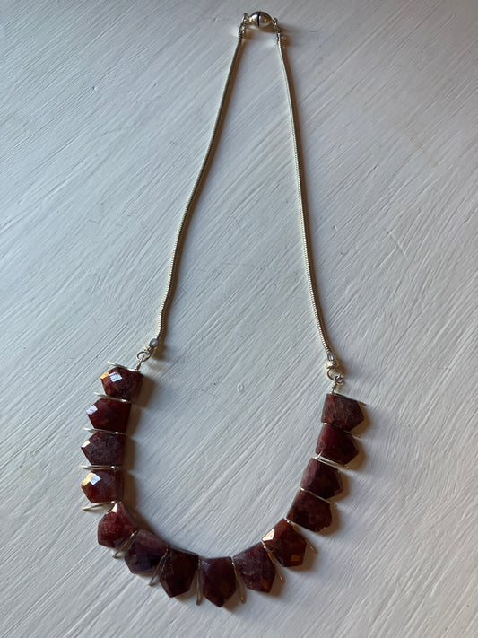 Ruby & Silver Necklace with magnetic clasp