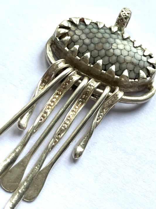 Large Snake Agate Jellyfish Pendant