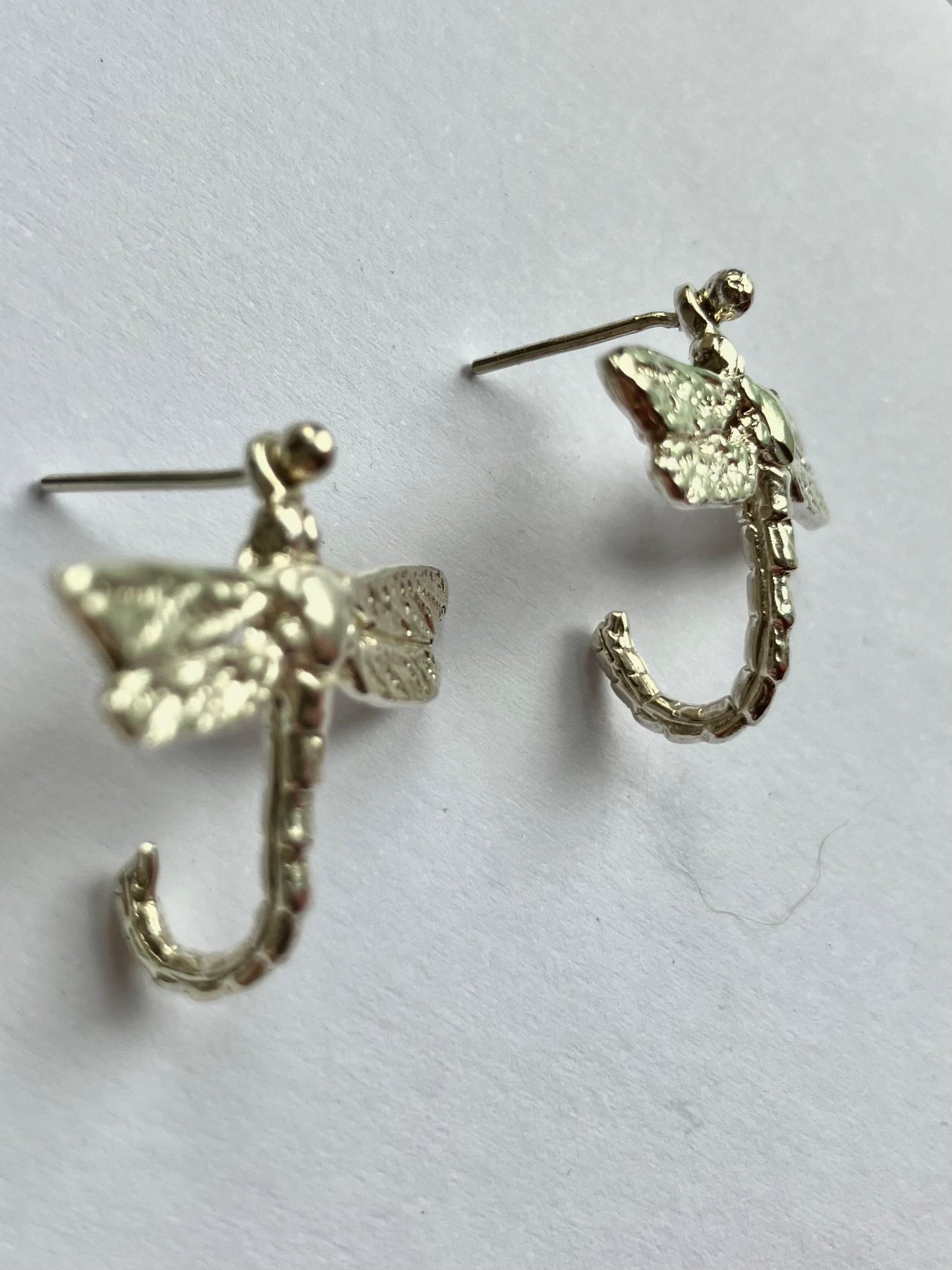 Large Silver Dragonfly Earrings