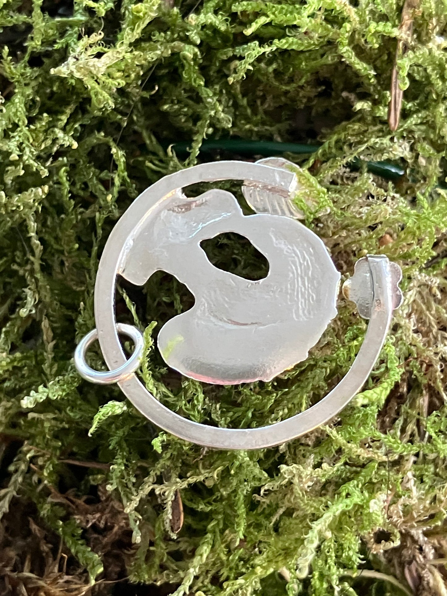 Silver Toadstool & Flower Pendant