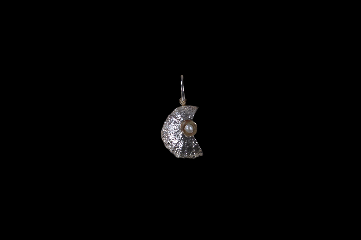 Broken Sea Urchin pendant with pearl