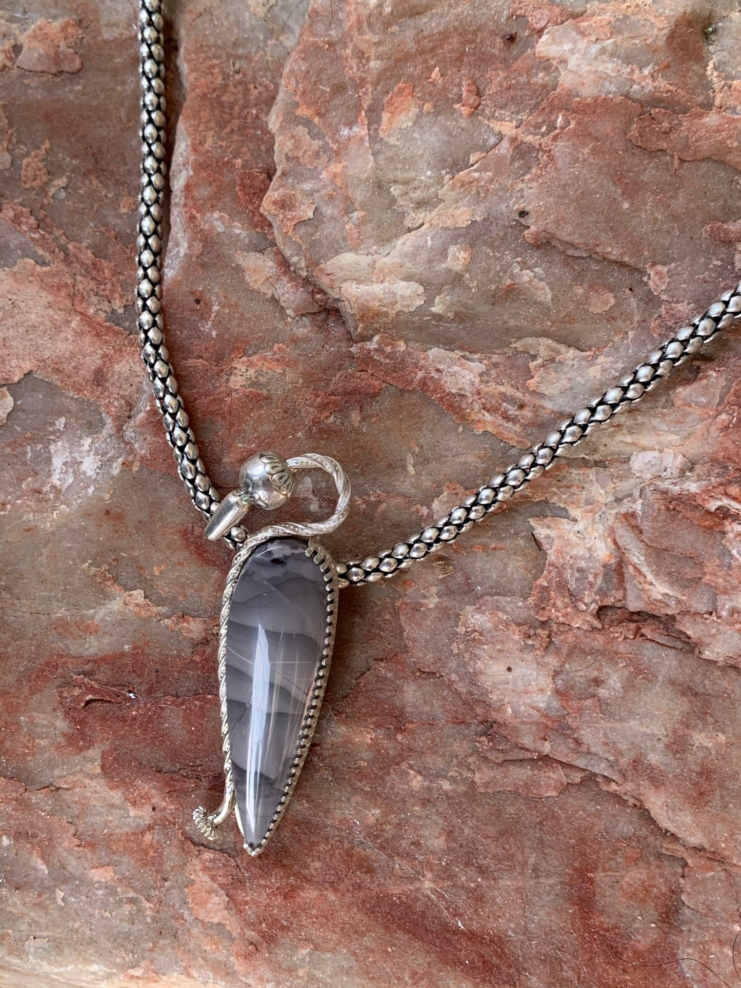 Grey Jasper Heron Pendant
