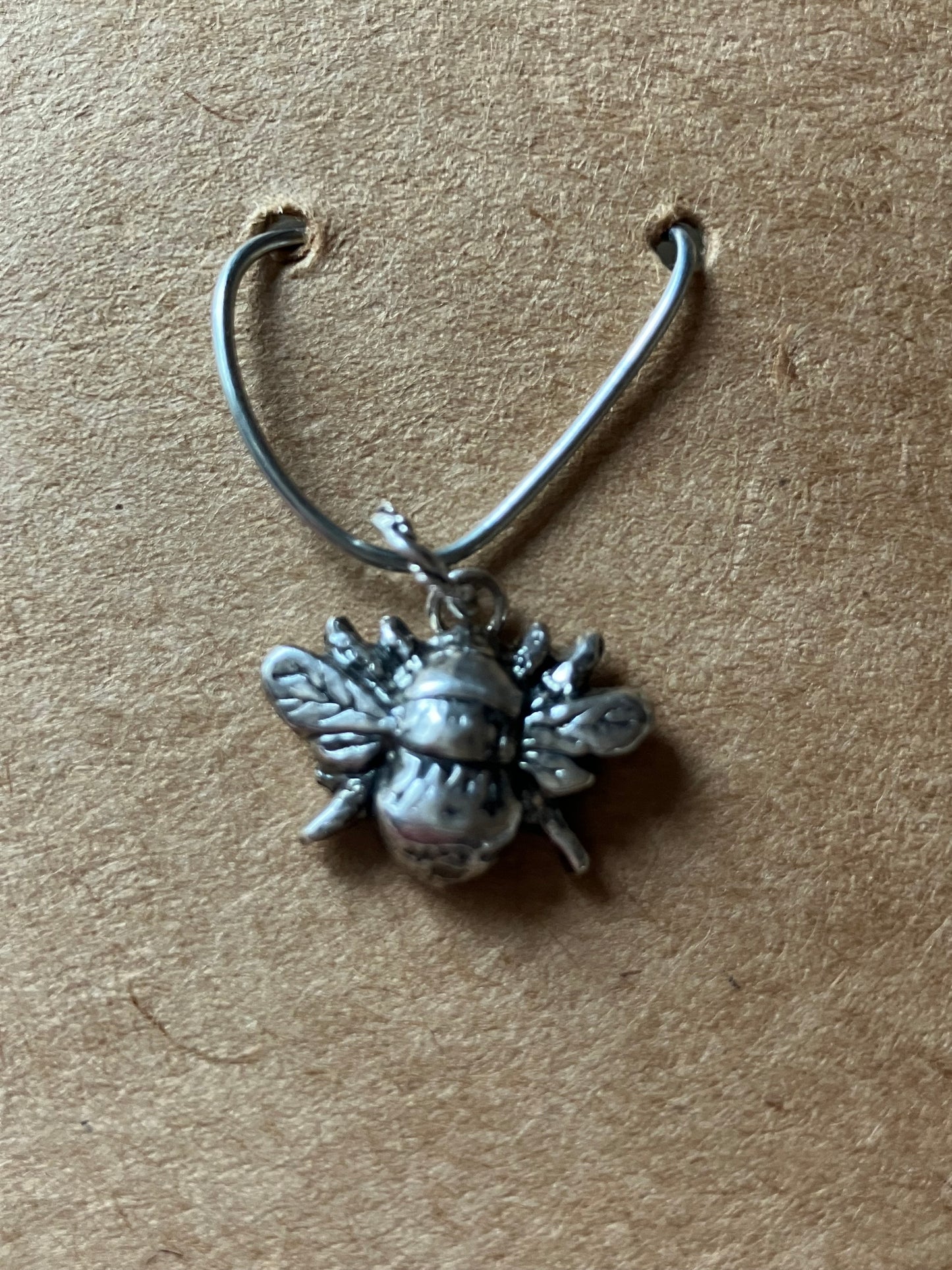 Large Oxidised Silver Bee Charm