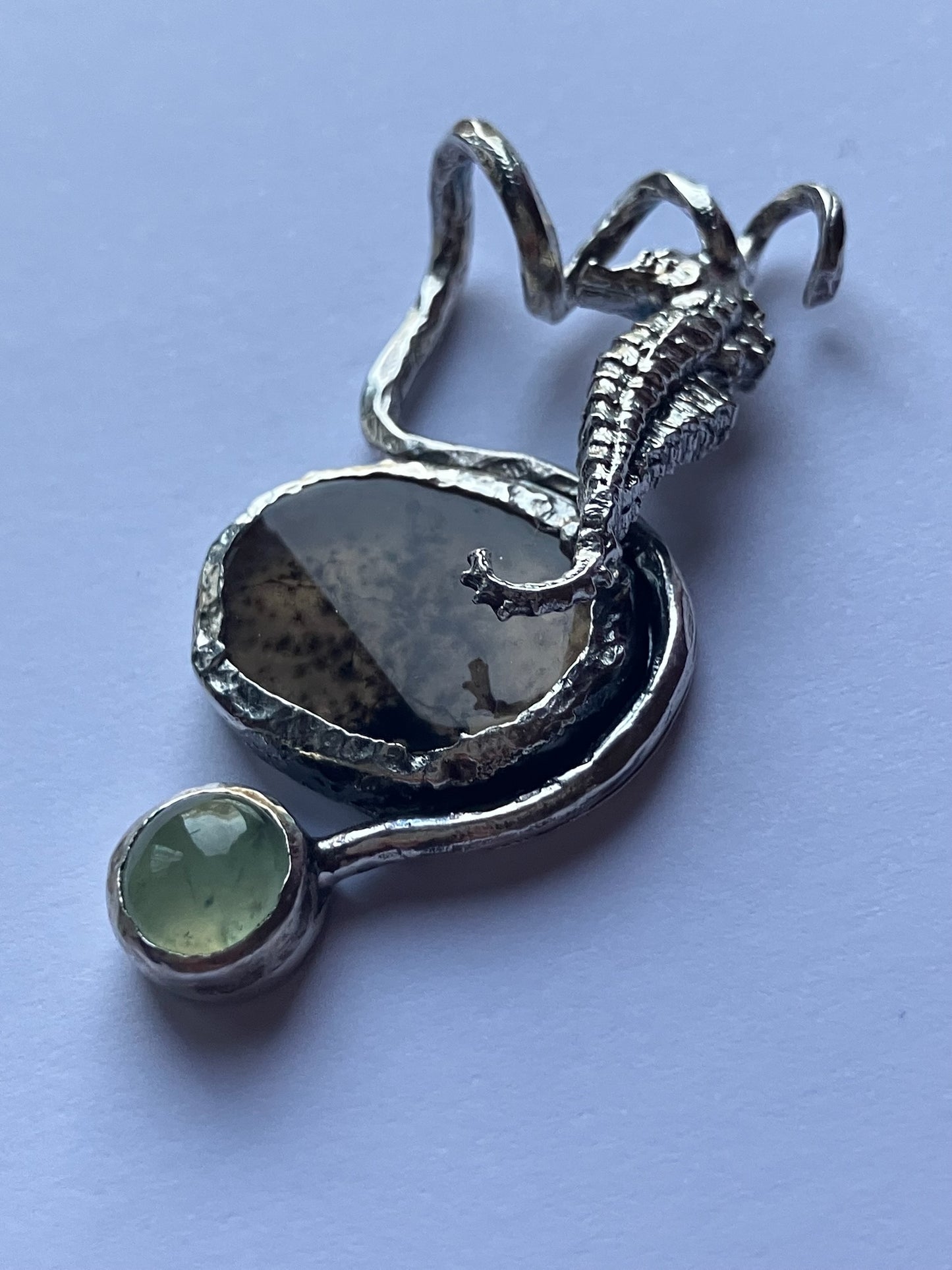 Seahorse Twist Pendant with Dendritic Agate