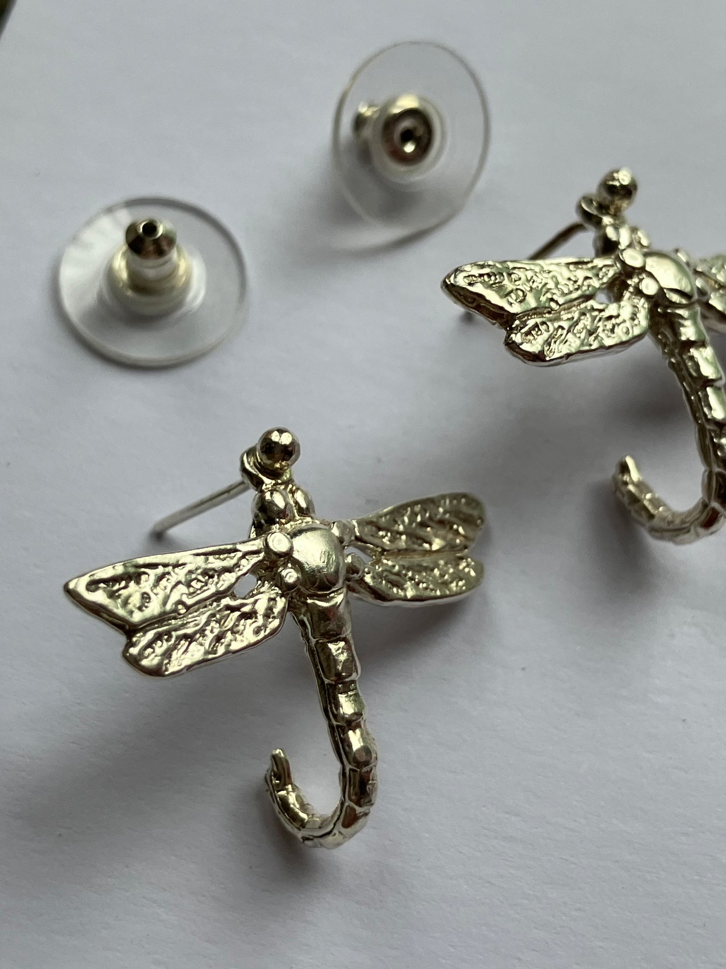 Large Silver Dragonfly Earrings