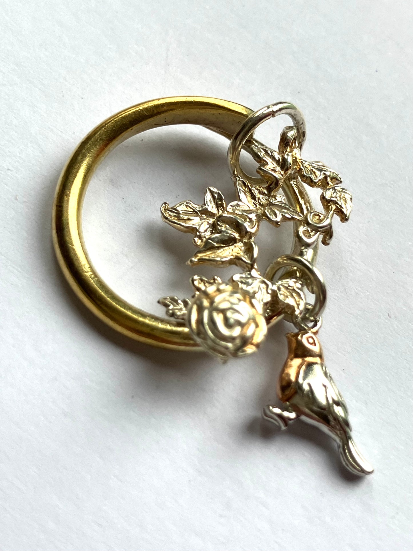 Flora & Forna Bird & Flowers Pendant in Silver and Gold