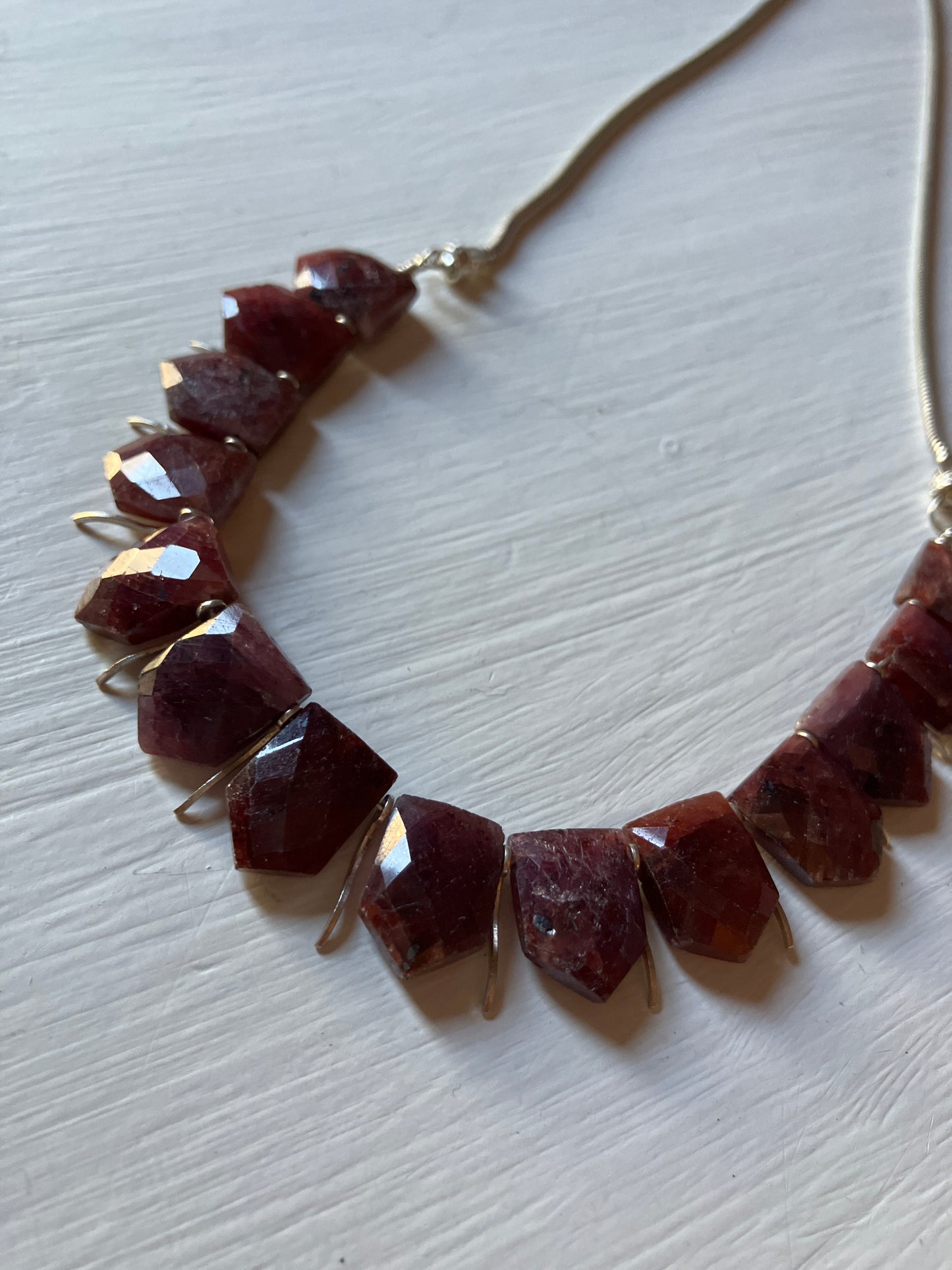Ruby & Silver Necklace with magnetic clasp