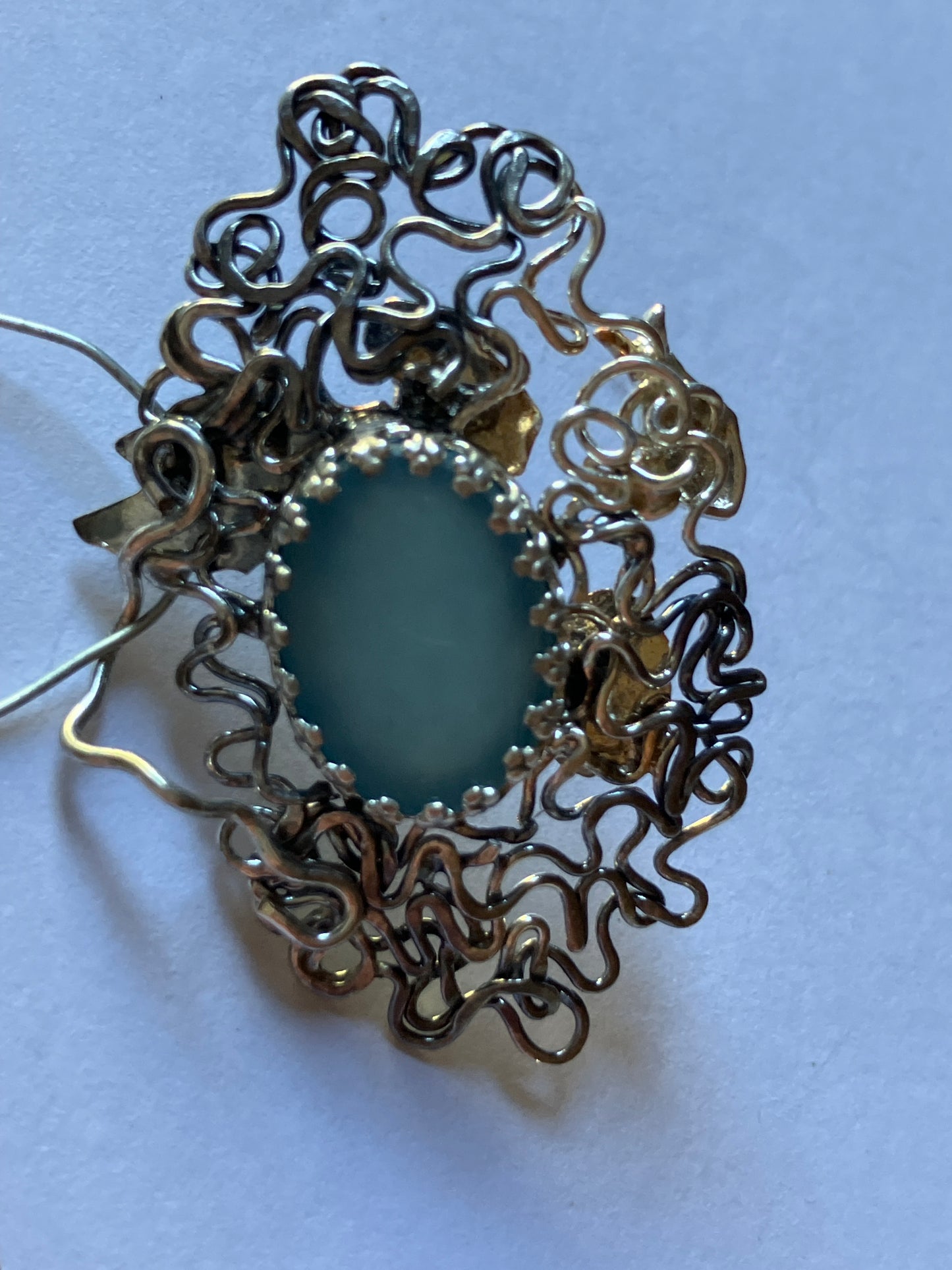 Druzy Pond - boats and shells swirly frame pendant