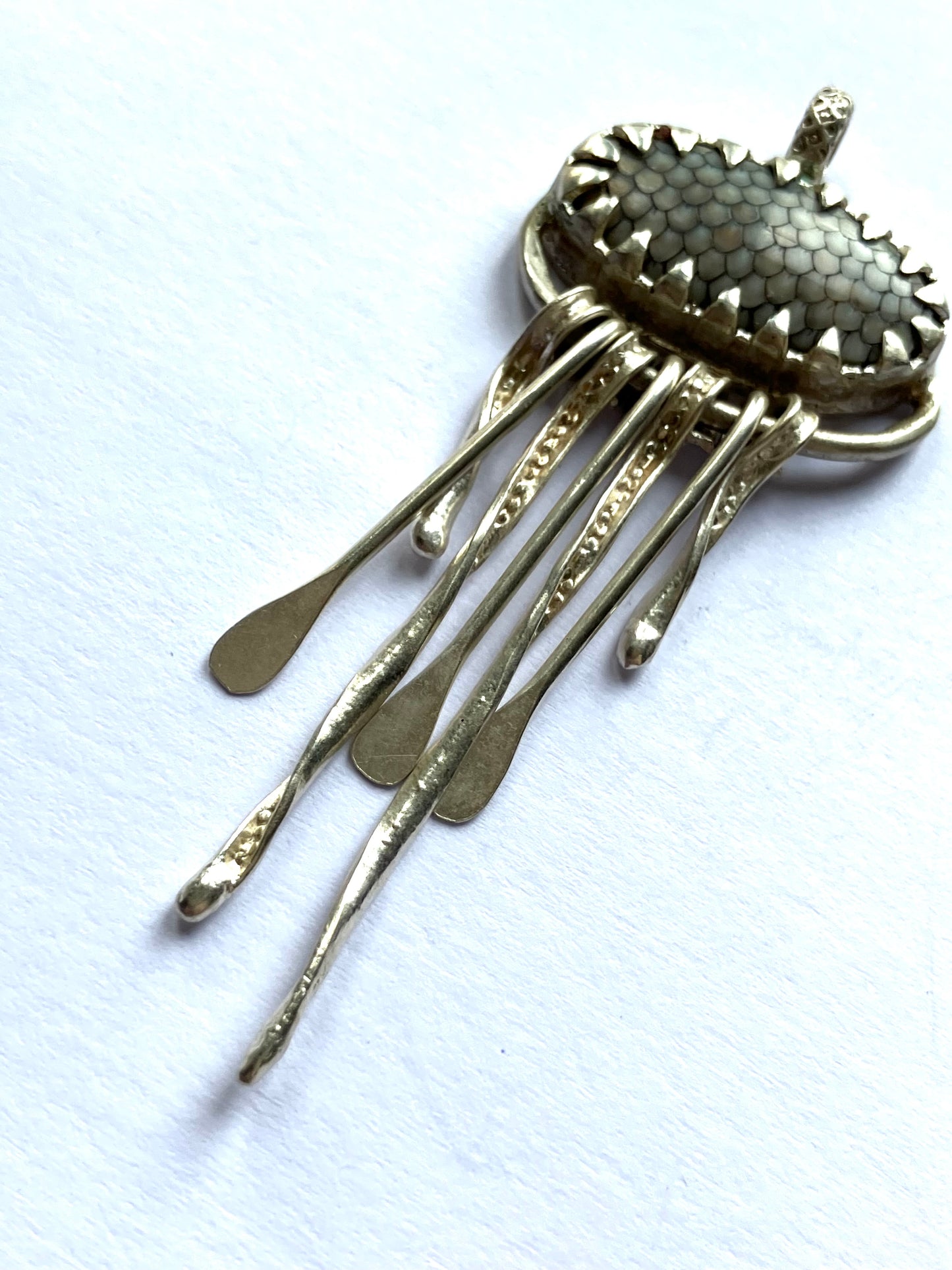 Large Snake Agate Jellyfish Pendant