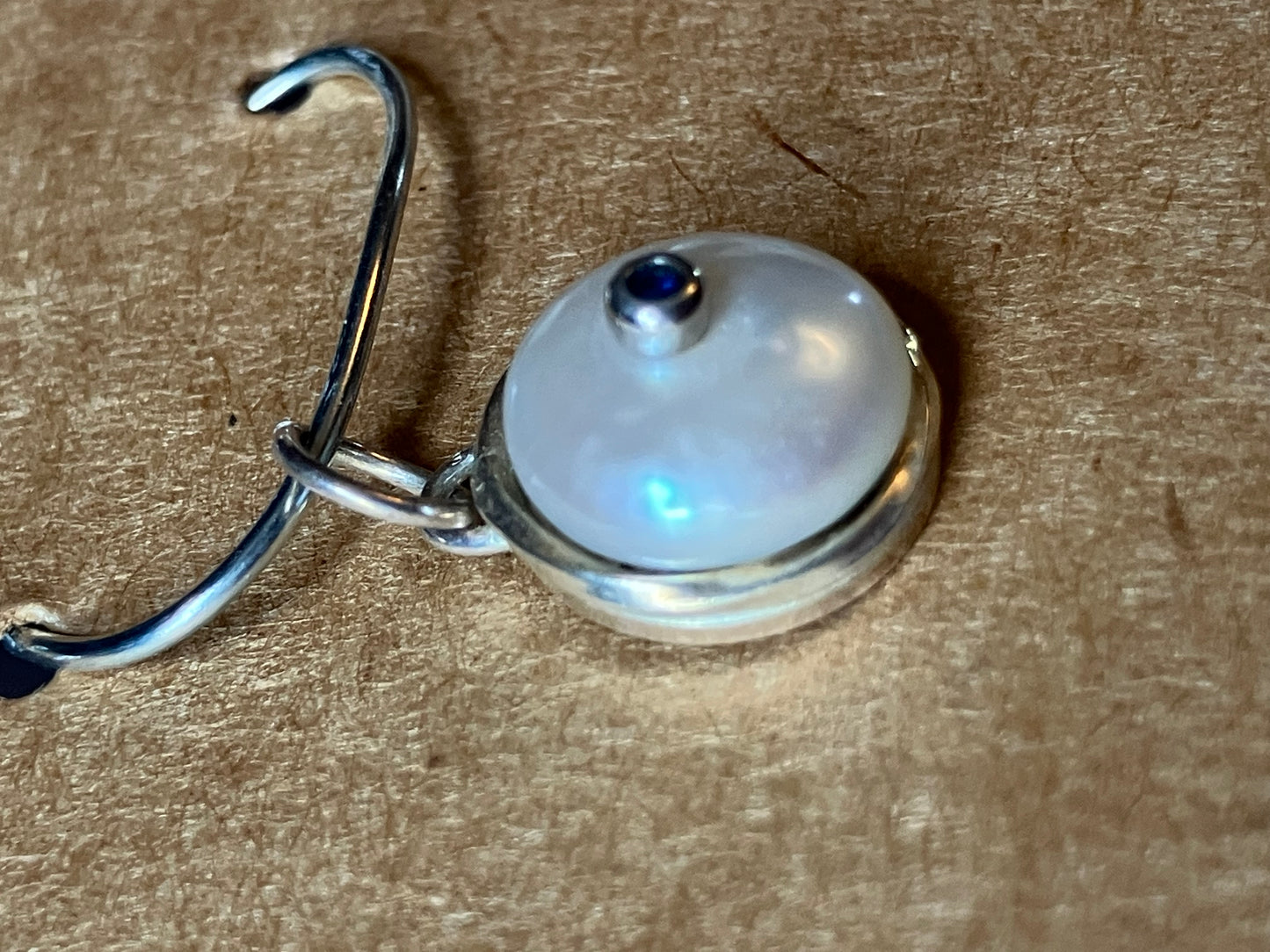 Silver & Sapphire Circle Pearl Pendant