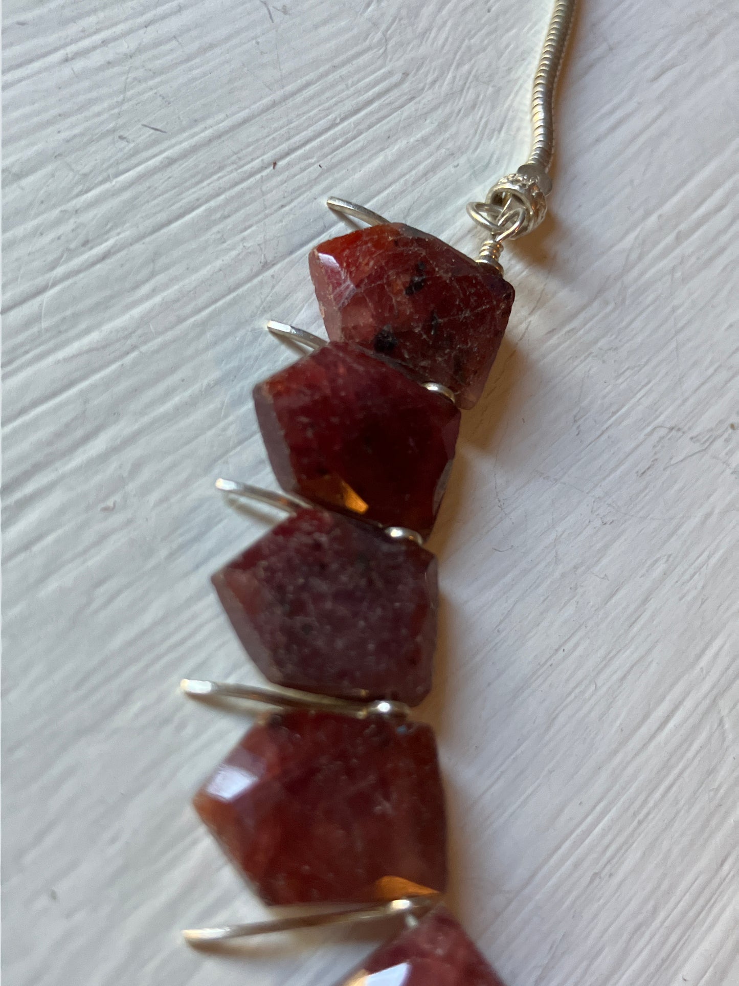 Ruby & Silver Necklace with magnetic clasp