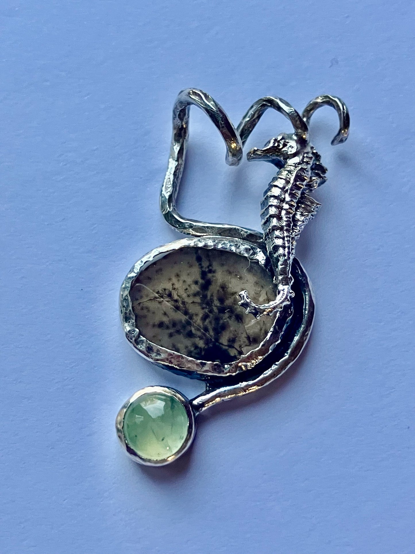 Seahorse Twist Pendant with Dendritic Agate