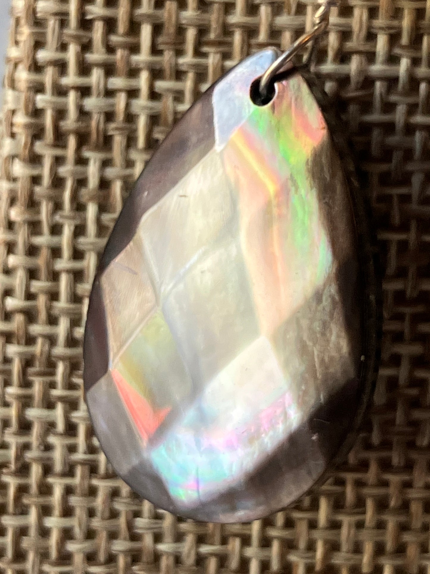 Indian Coin, Mother of Pearl, Shell & Coral Drop Earrings