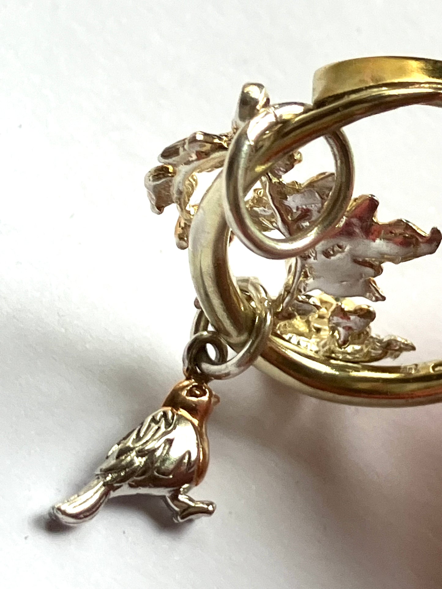 Flora & Forna Bird & Flowers Pendant in Silver and Gold