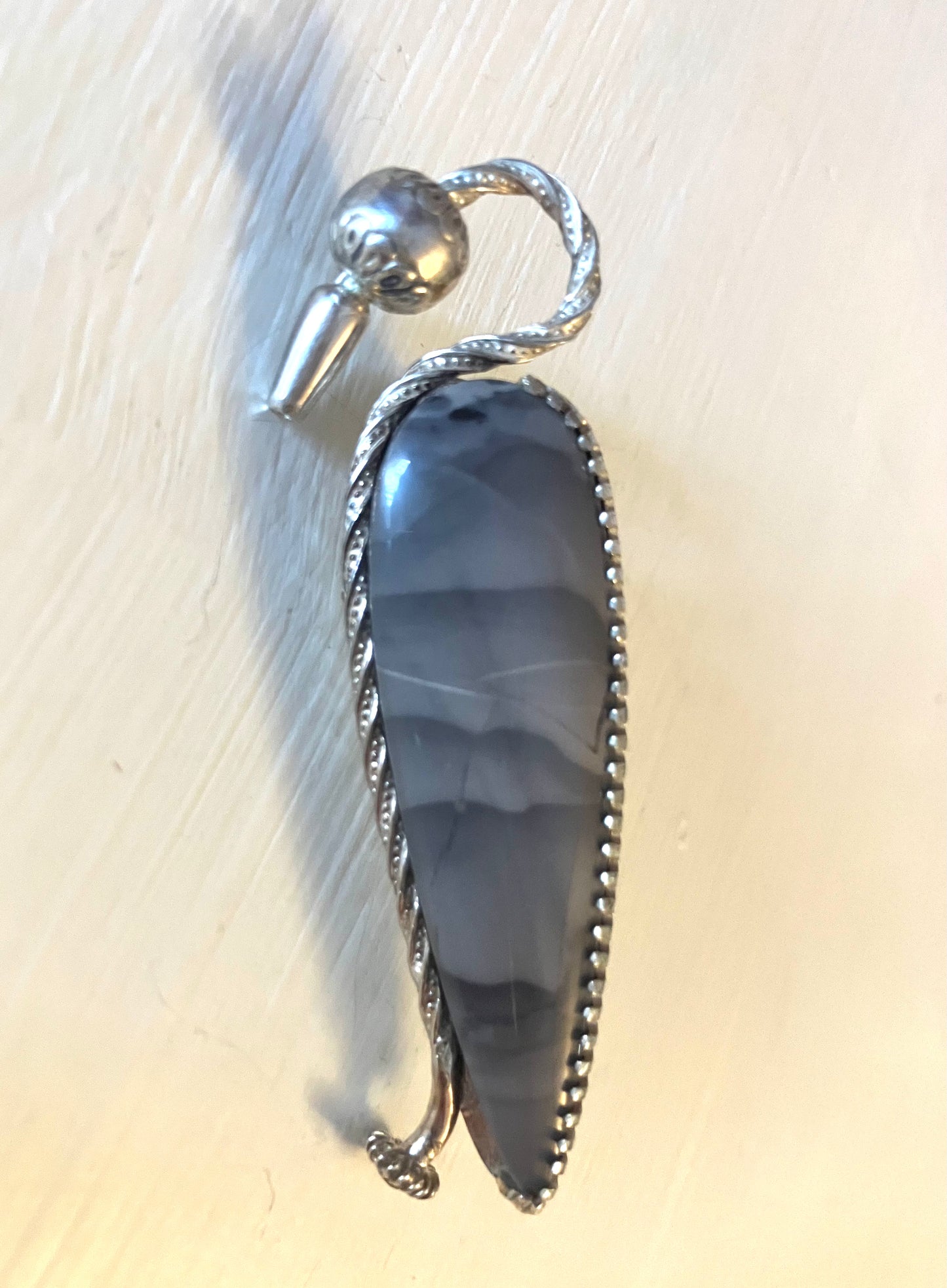 Grey Jasper Heron Pendant