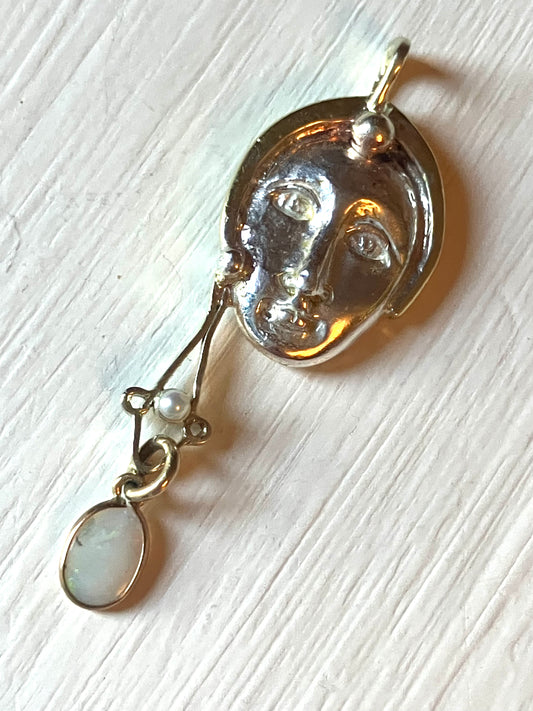 Gold & Silver Face Pendant