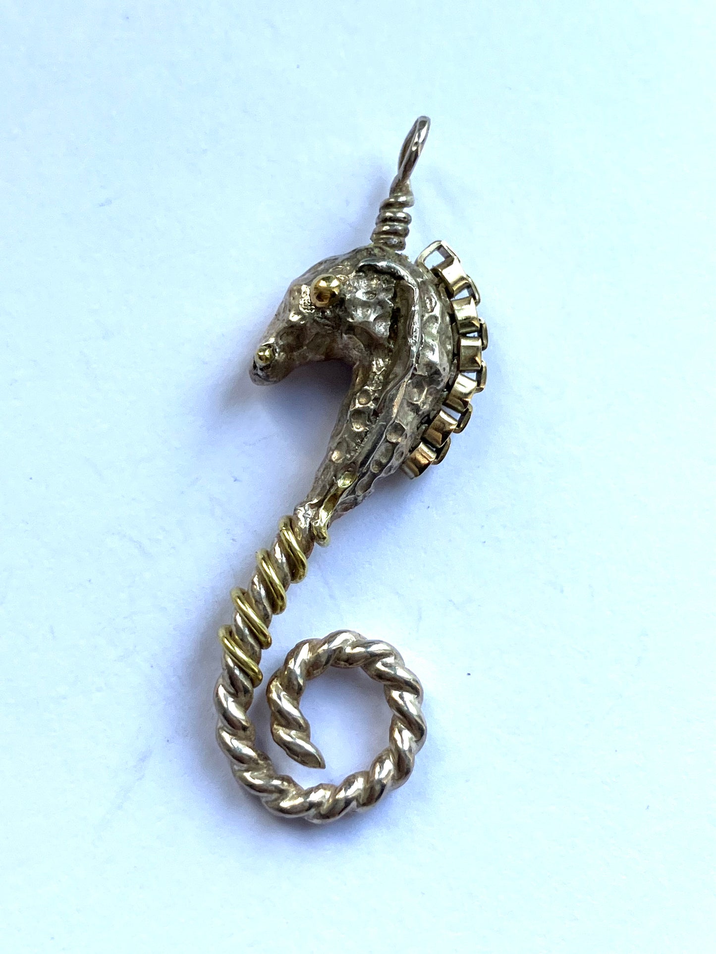 Large Gold & Silver Seahorse Pendant