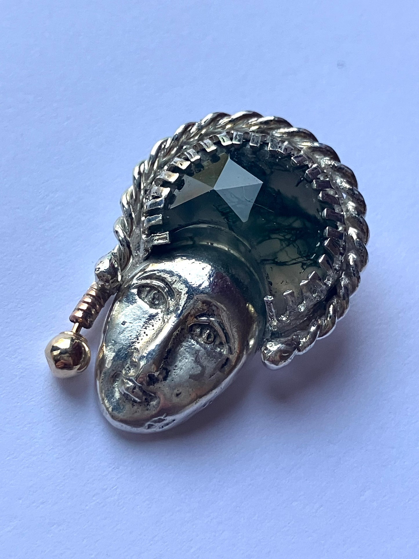 Face Pendant with Green Hair