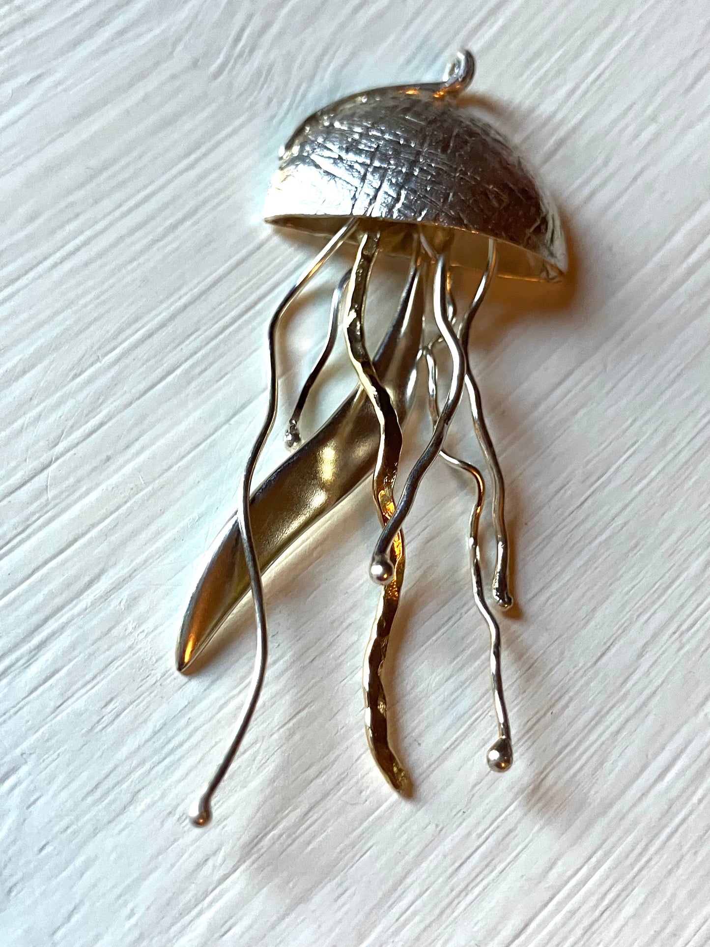 Large Silver Jellyfish Pendant