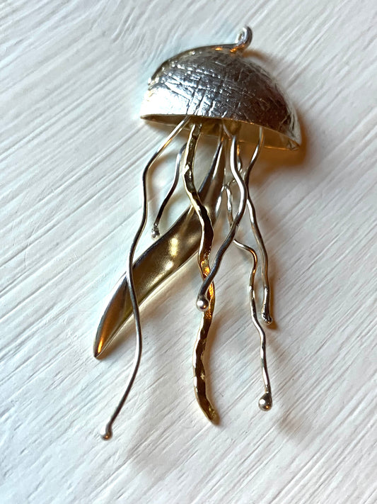 Large Silver Jellyfish Pendant