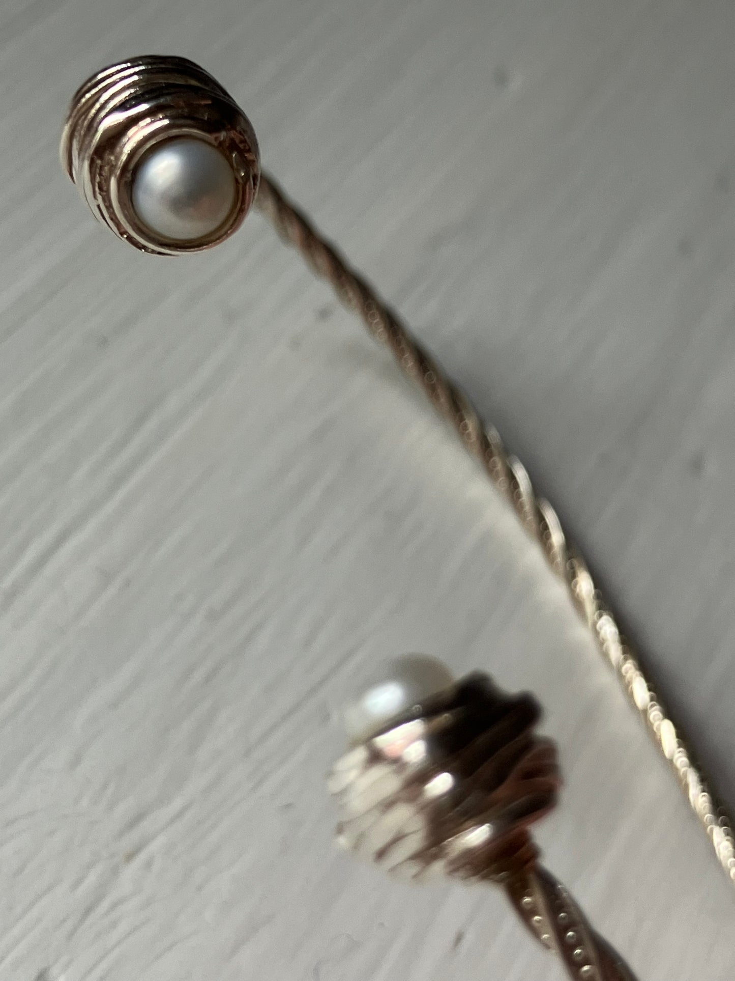 Silver & Pearl Twist Bangle