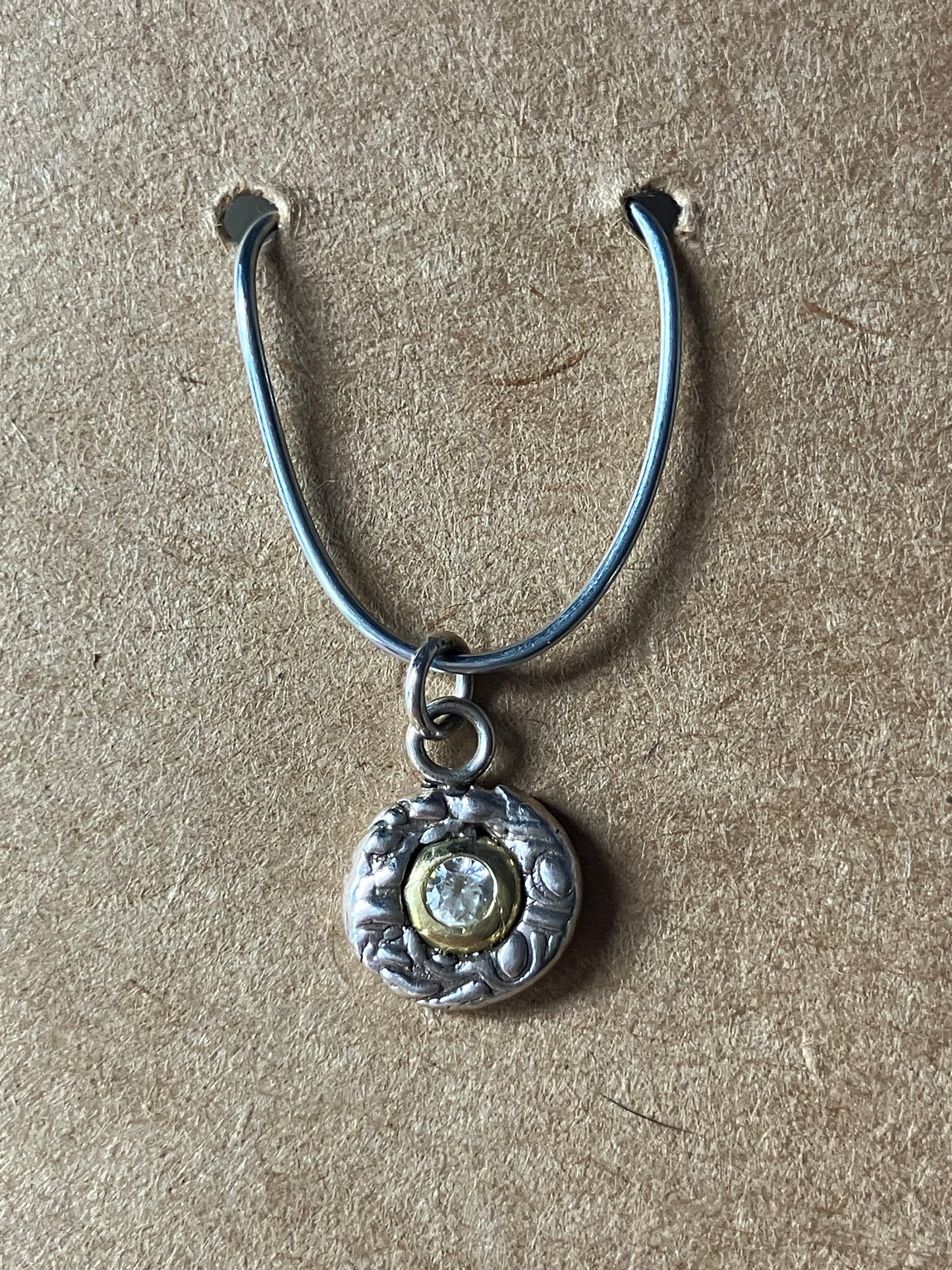 Gold Silver & Diamond Circle Pendant
