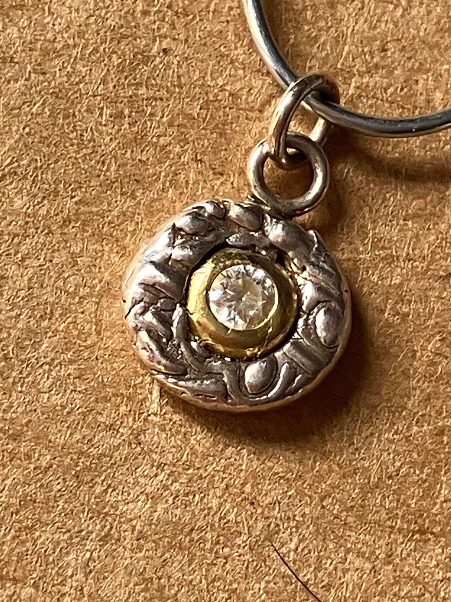 Gold Silver & Diamond Circle Pendant