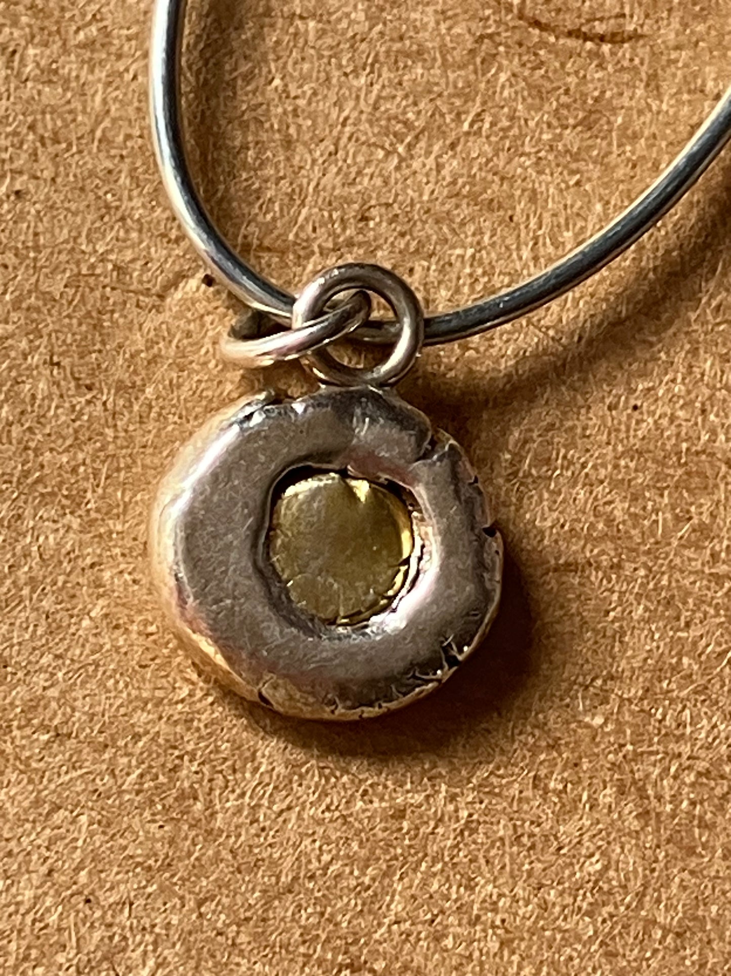 Gold Silver & Diamond Circle Pendant