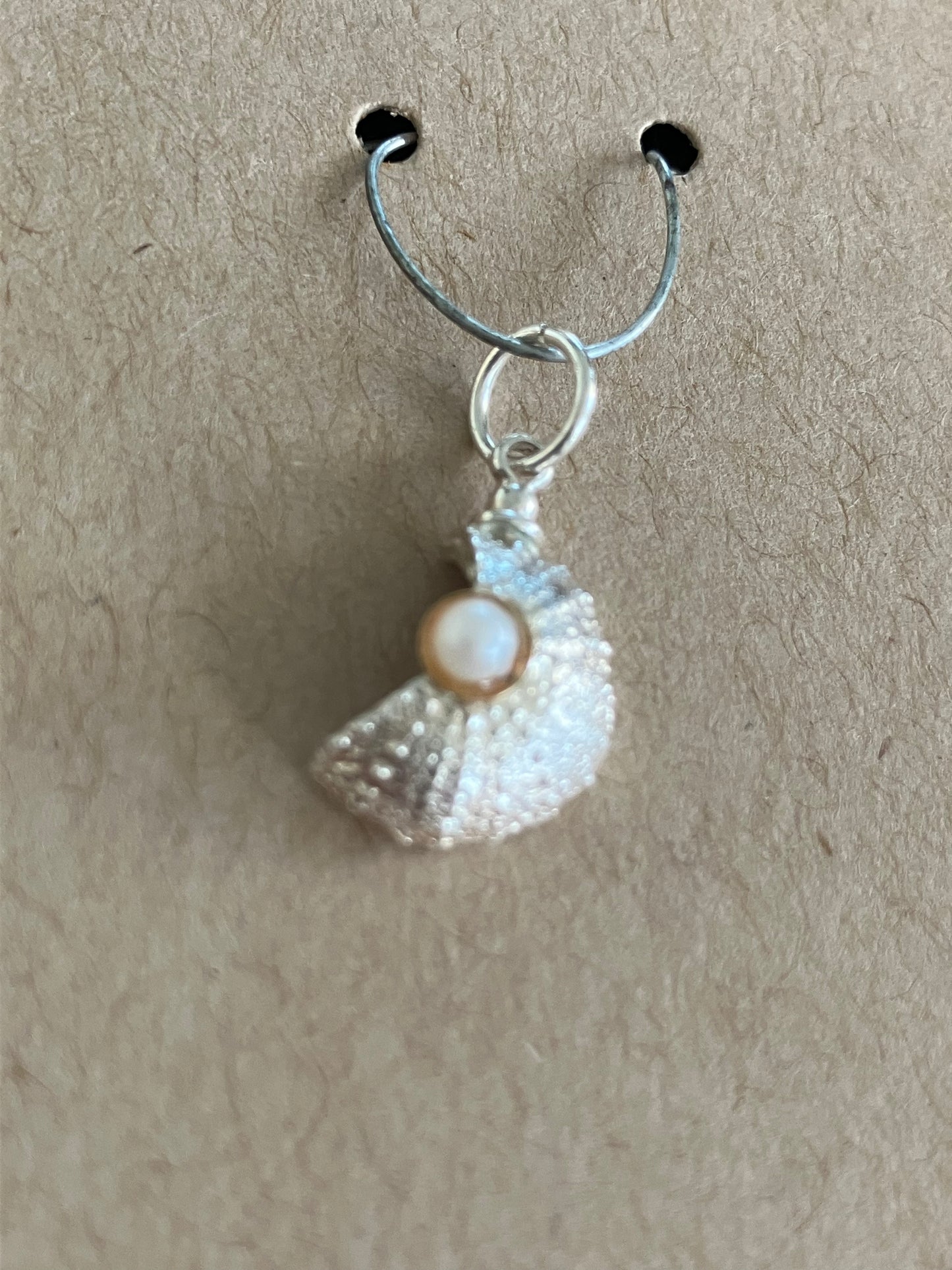 Broken Sea Urchin pendant with pearl