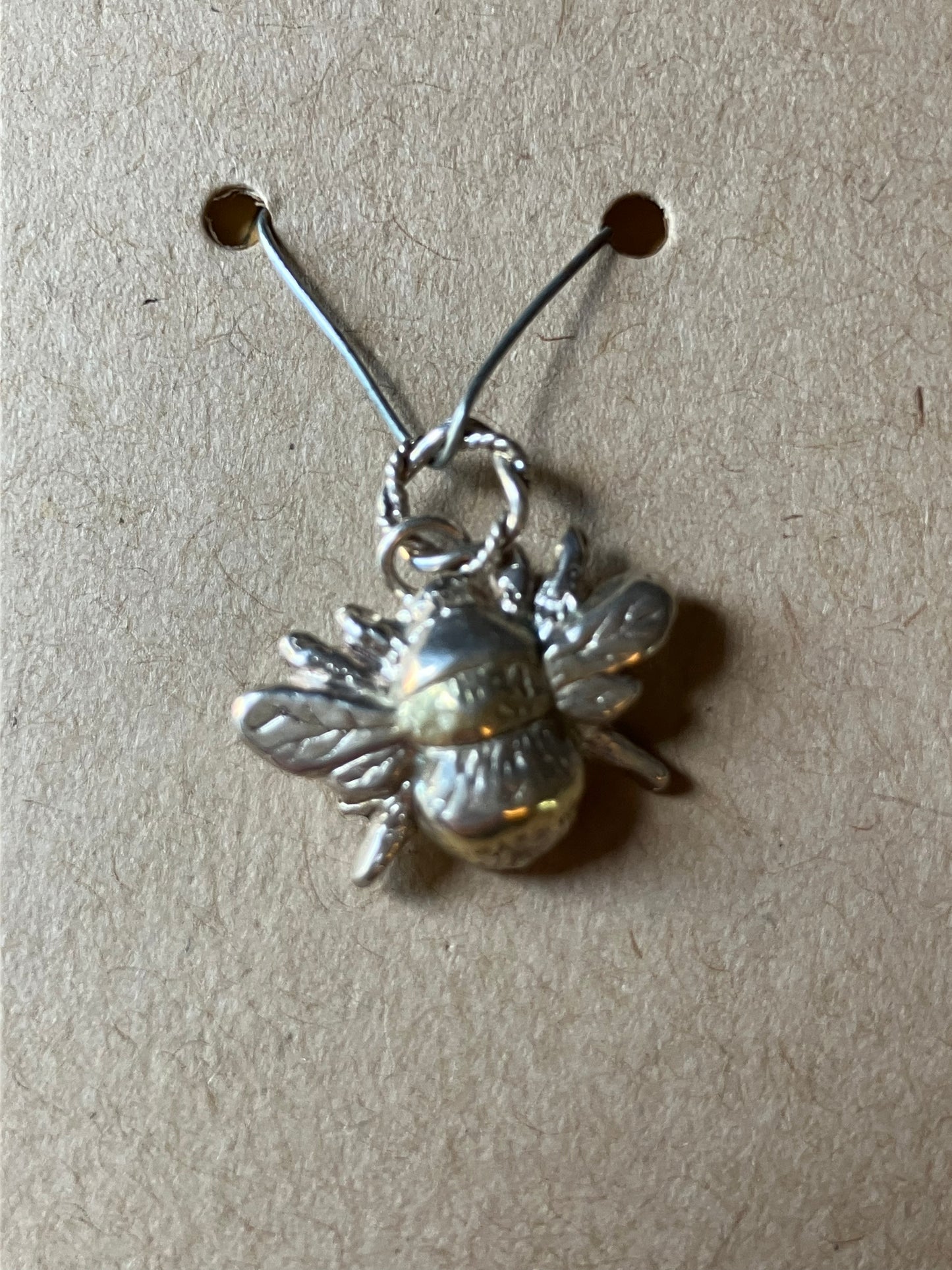 Large Silver Bee Charm with Gold Stripe