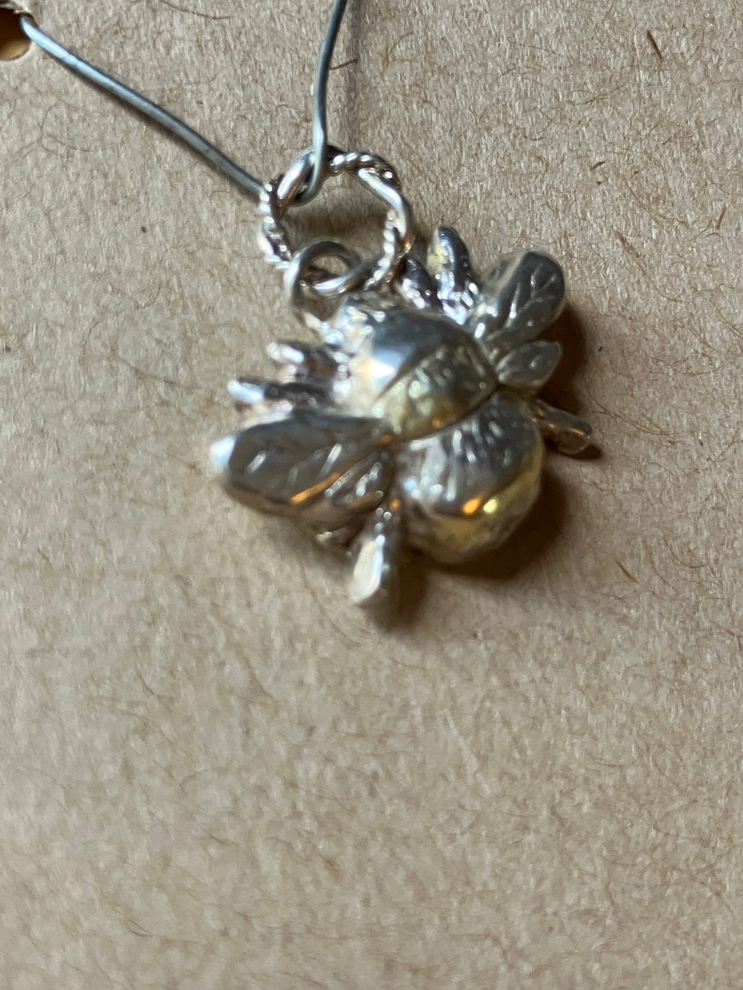 Large Silver Bee Charm with Gold Stripe
