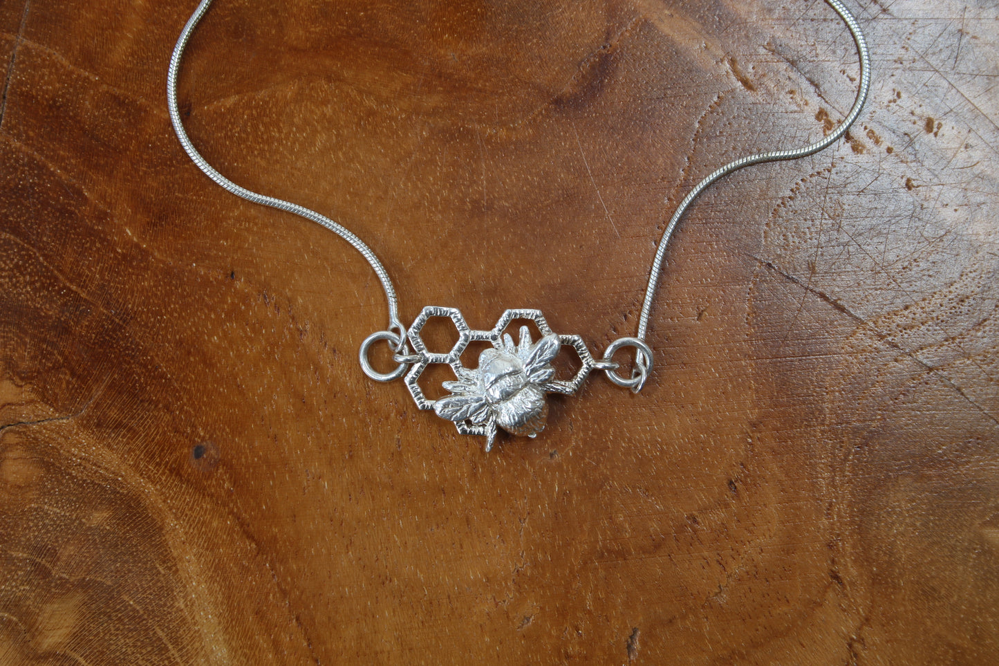 Silver Honeycomb Bee Bracelet