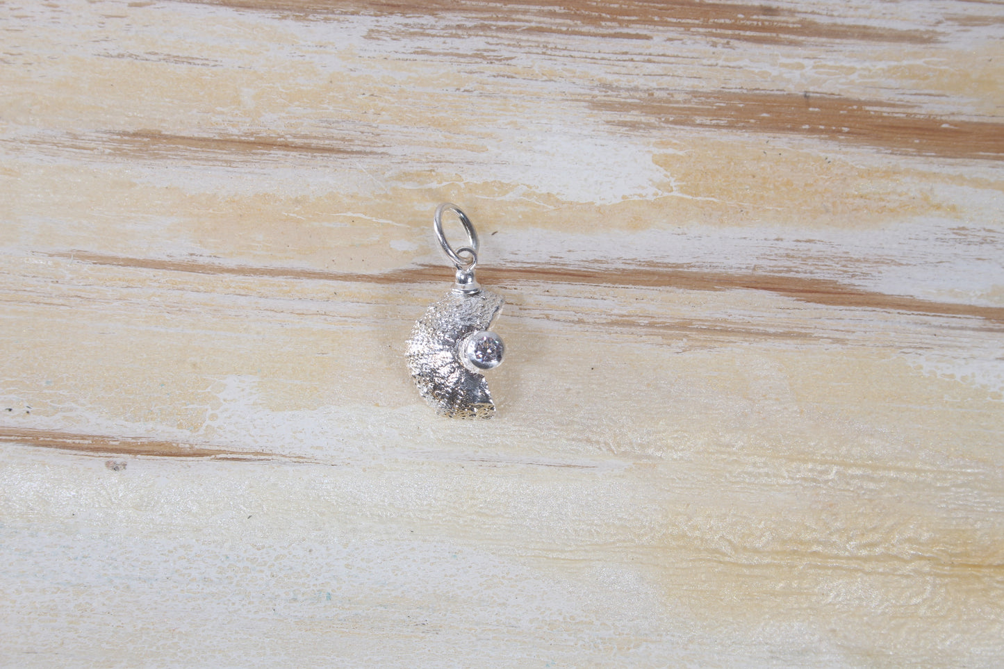 Broken Sea Urchin pendant with cz stone