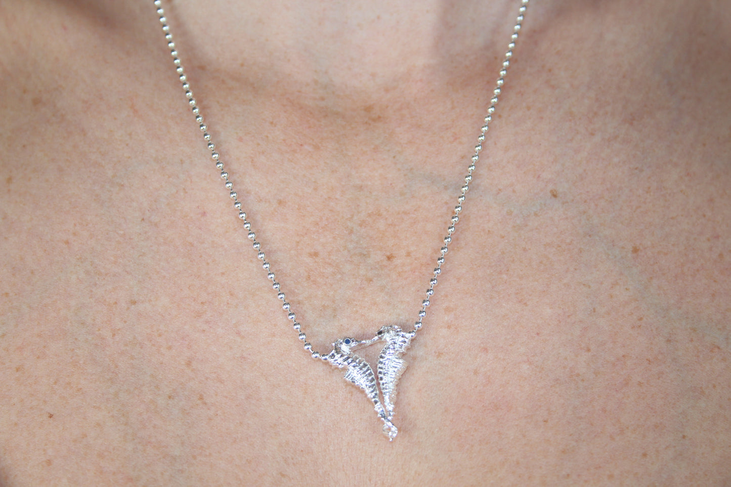 Silver Double Seahorse necklace