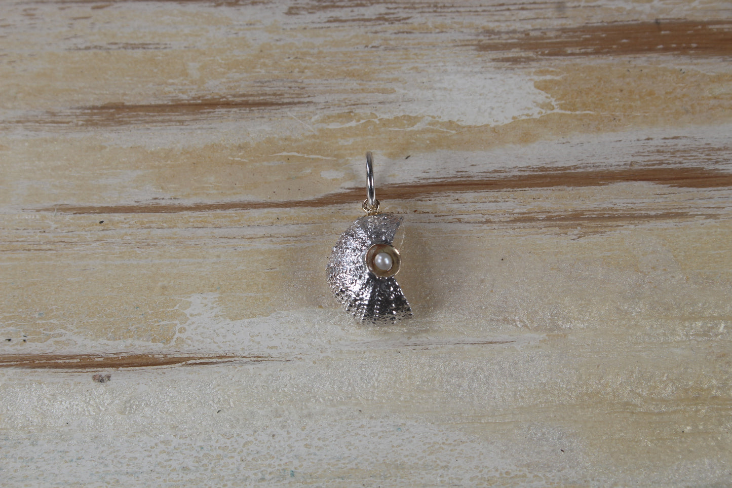 Broken Sea Urchin pendant with pearl