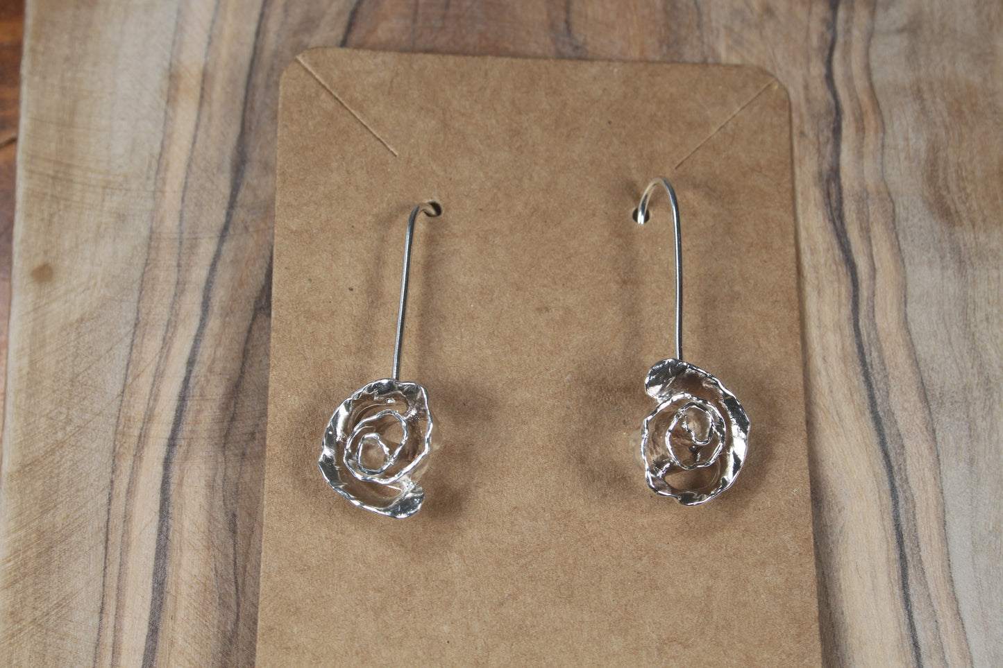 Roses on long dangle earrings