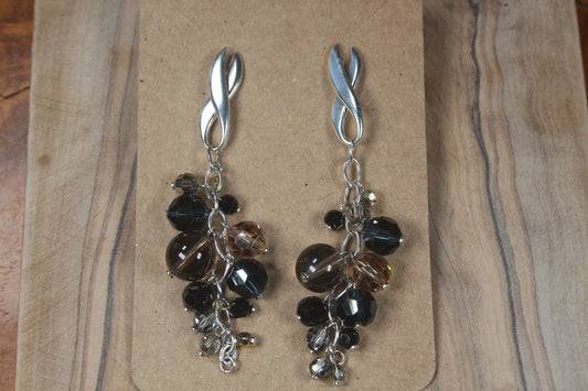 Long dangle blue and brown bead Earrings
