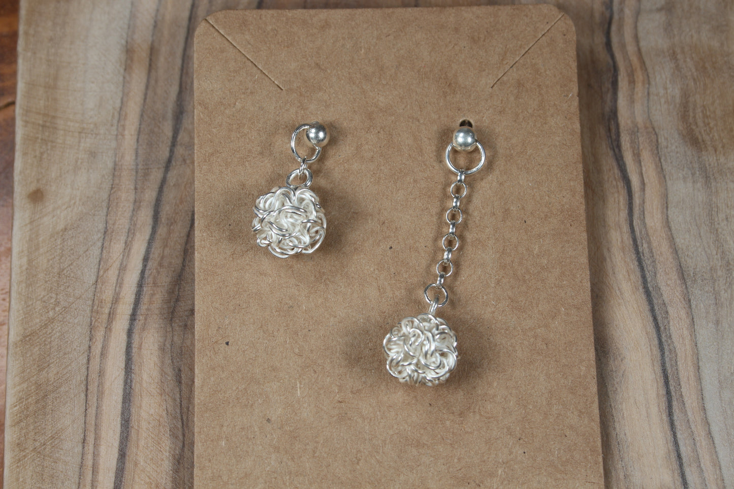 Wire Balls on Chain Earrings