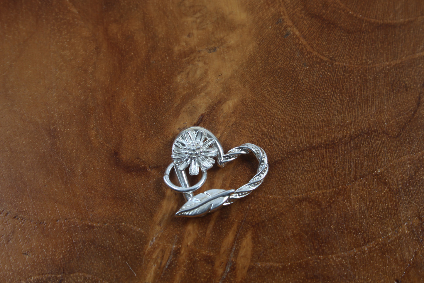 Heart, Daisy and Feather Pendant