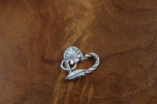 Heart, Daisy and Feather Pendant